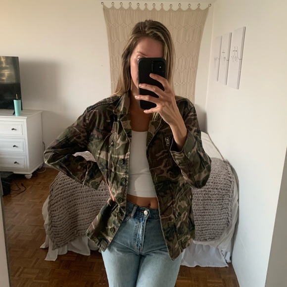 Topshop Jackets & Blazers - TopShop Camo Print Utility Jacket